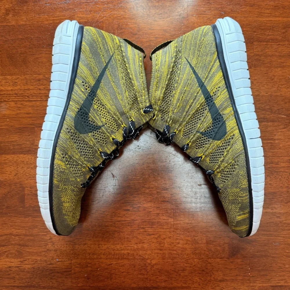 Nike Free Flyknit Chukka Men's Running‎ Shoes Yellow Black Size 12